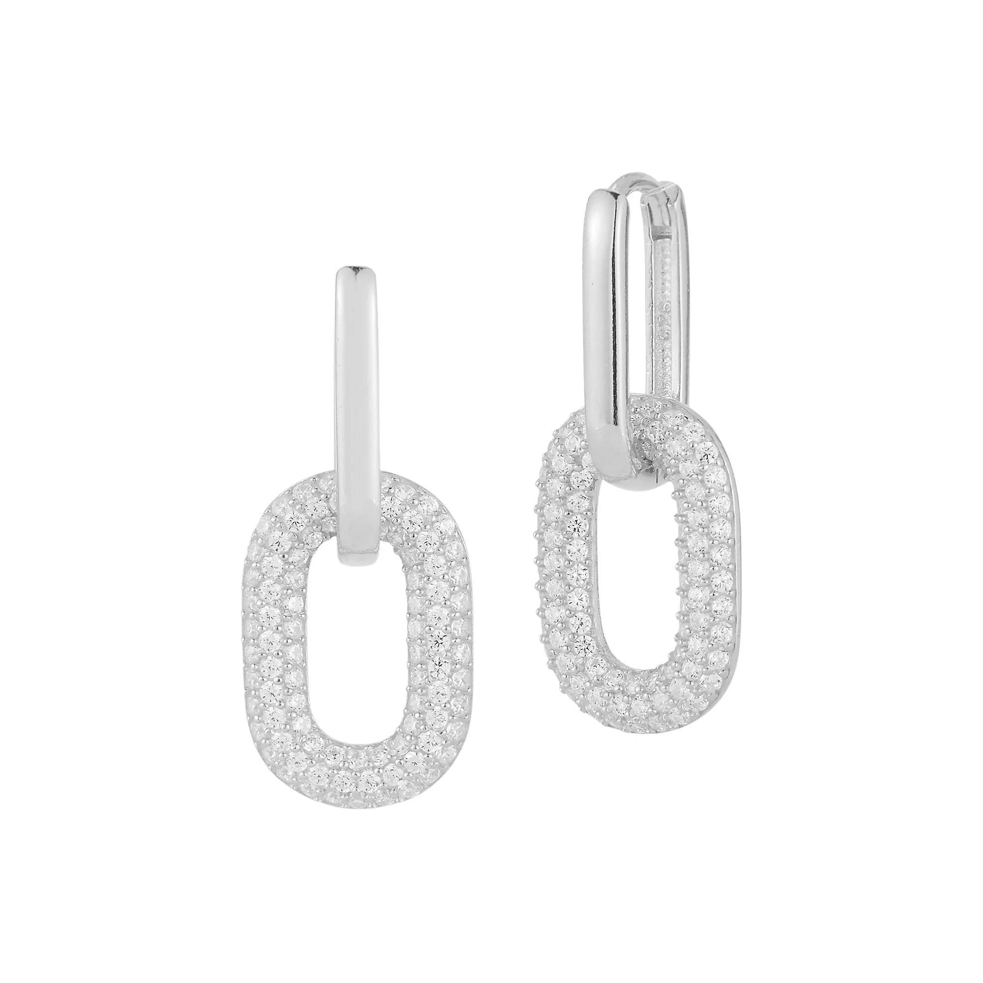 Sunkissed Sterling Cubic Zirconia Link Drop Earrings, Women's, Silver Tone Product Image