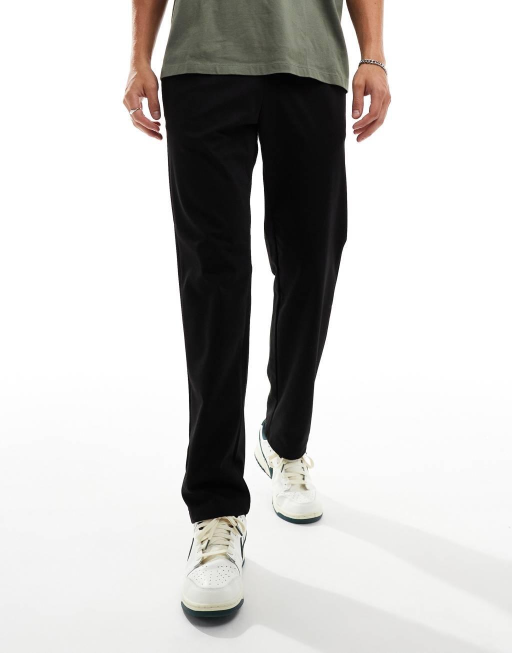 Jack & Jones drawstring tapered pants in black Product Image