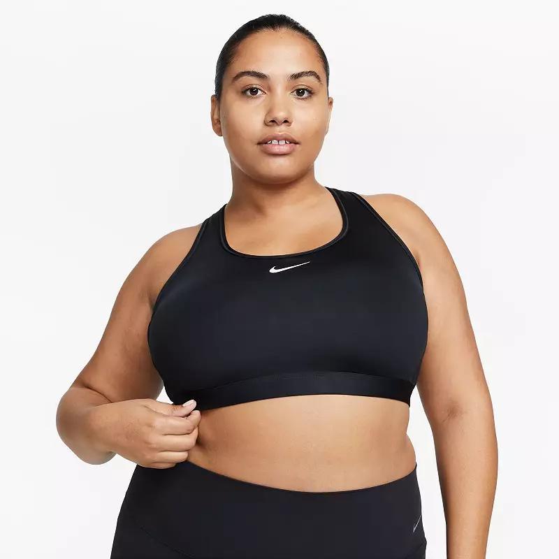 Plus Size Nike Swoosh Medium Padded Sports Bra, Women's, Size: 1XL, Black Product Image