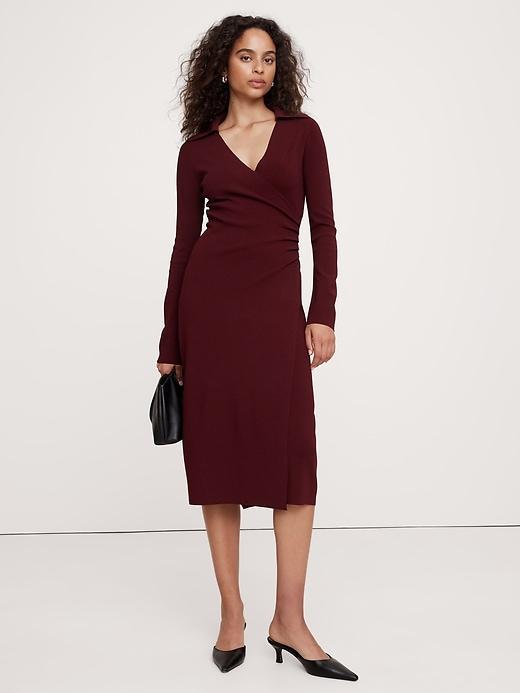 Polo Wrap Sweater Dress Product Image