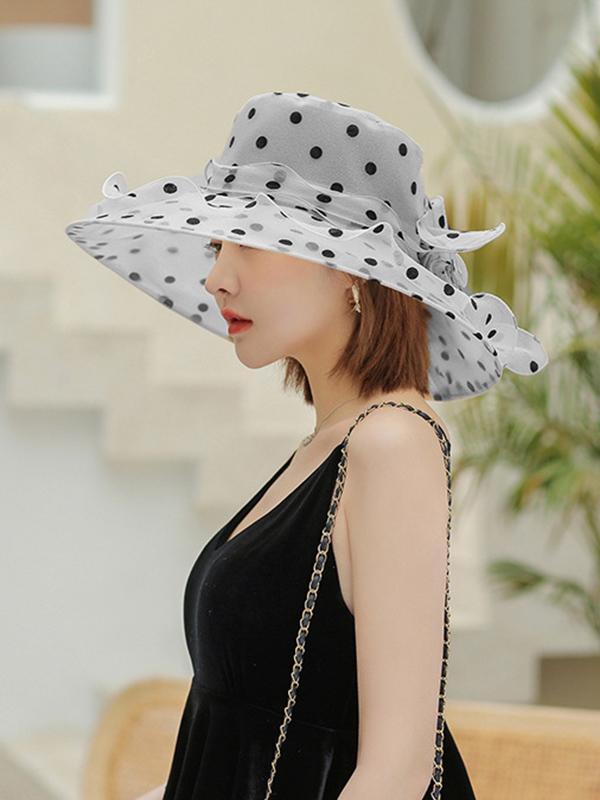 Flower Shape Gauze Polka Dot See-Through Split-Joint Sun Hat Product Image