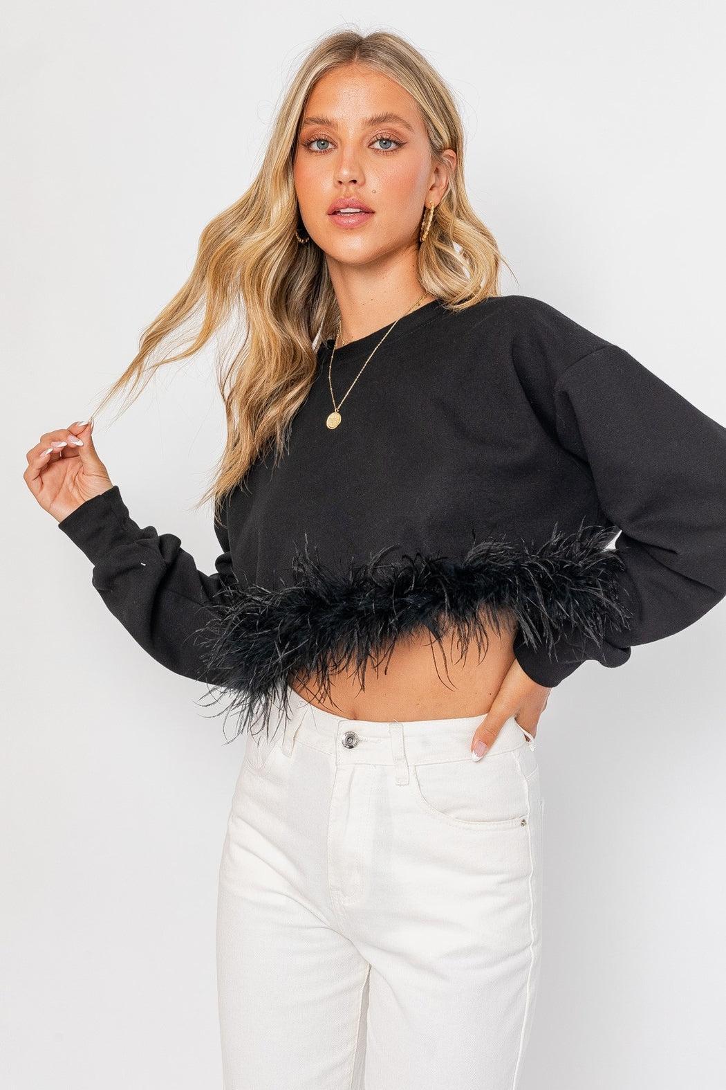 Feather Trim Sweatshirt Product Image