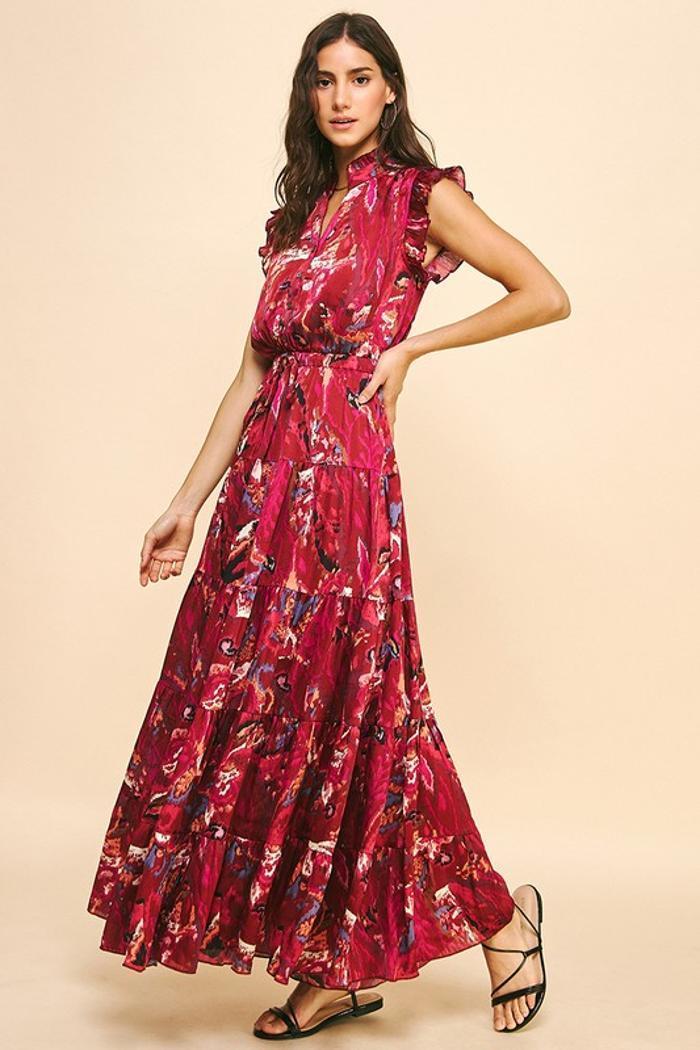 Satin Print Maxi Dress Product Image