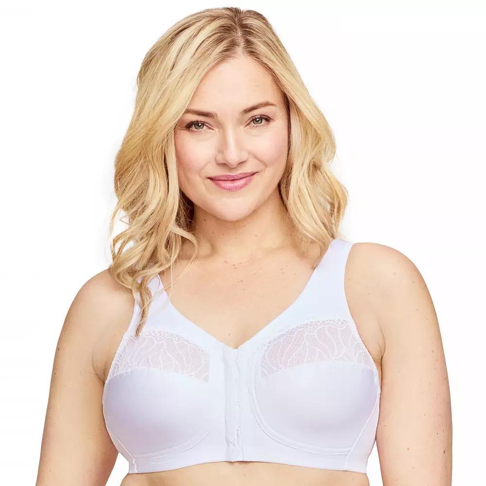 Plus Size Glamorise Full-Figure MagicLift Front-Close Wireless Bra 1210, Women's, Size: 42 D, White Product Image