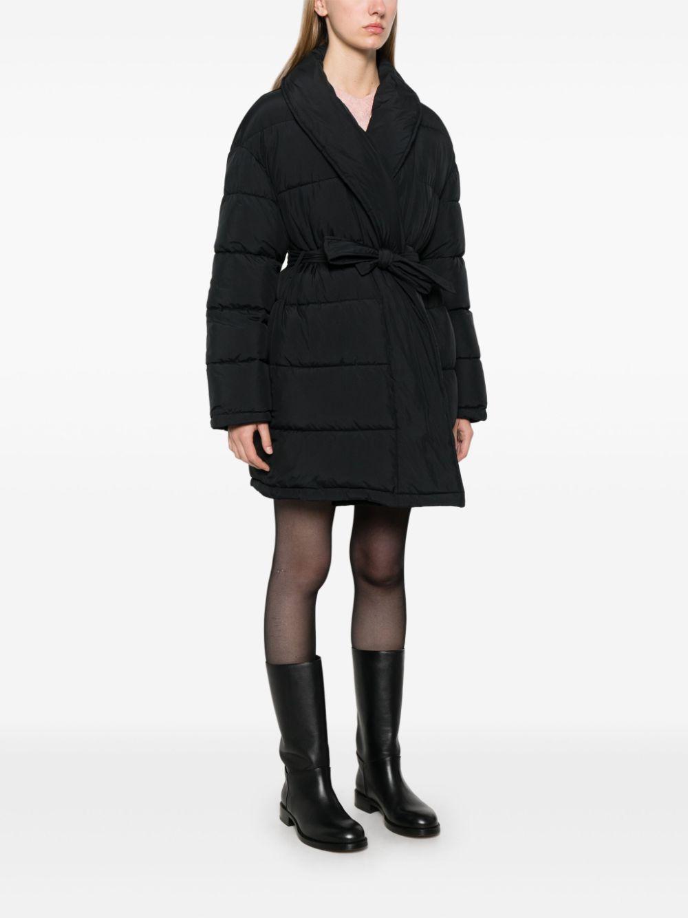 belted shawl collar puffer jacket Product Image