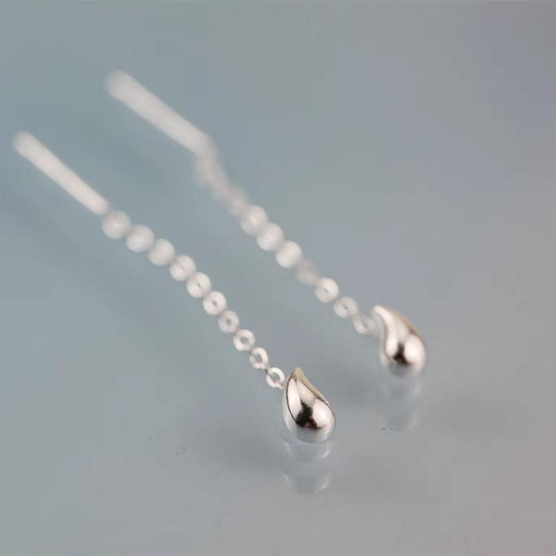 925 Sterling Silver Tear Drop Threader Earring Product Image