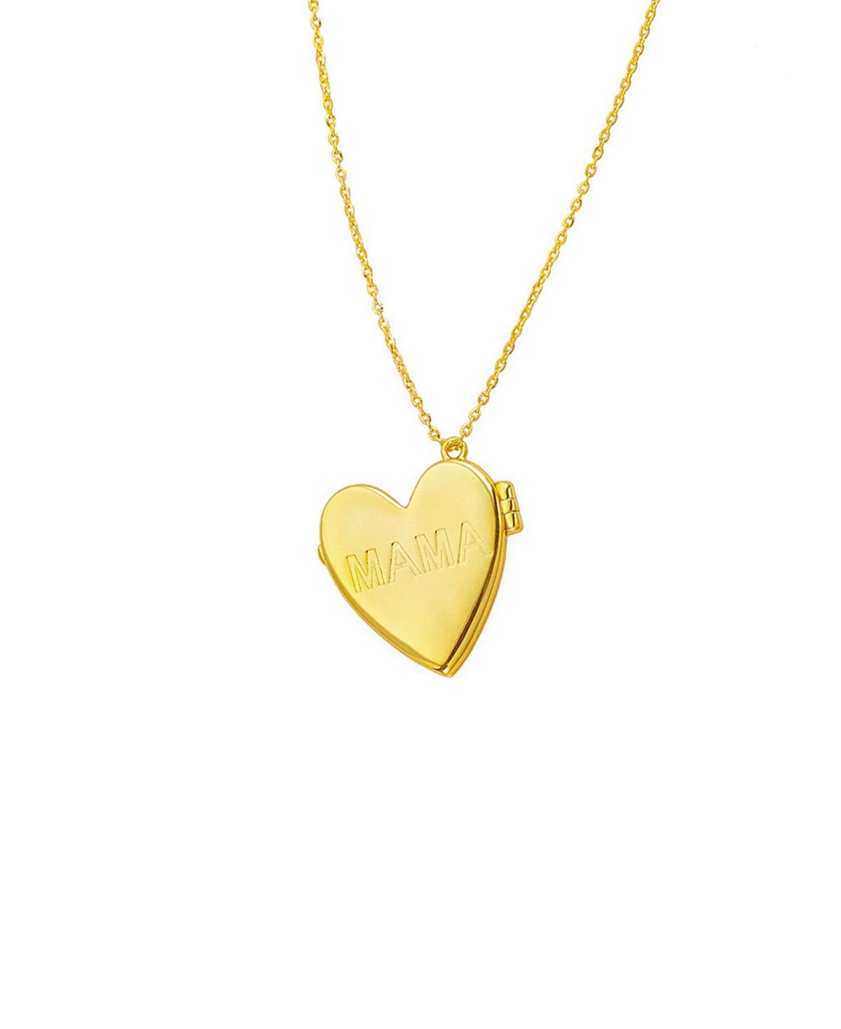 Adornia 14k Gold Plated MAMA Heart Locket Necklace, Womens Gold Tone Product Image