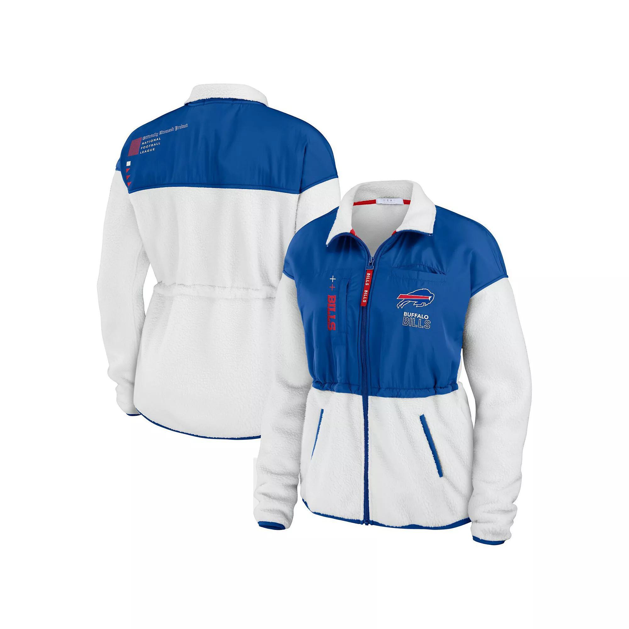 Women's WEAR by Erin Andrews  White/Royal Buffalo Bills Color-Block Polar Fleece Full-Zip Jacket, Size: Small Product Image
