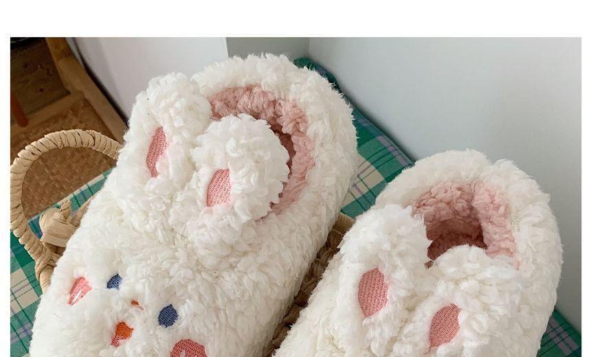 Rabbit Embroidered Fluffy Slippers Product Image