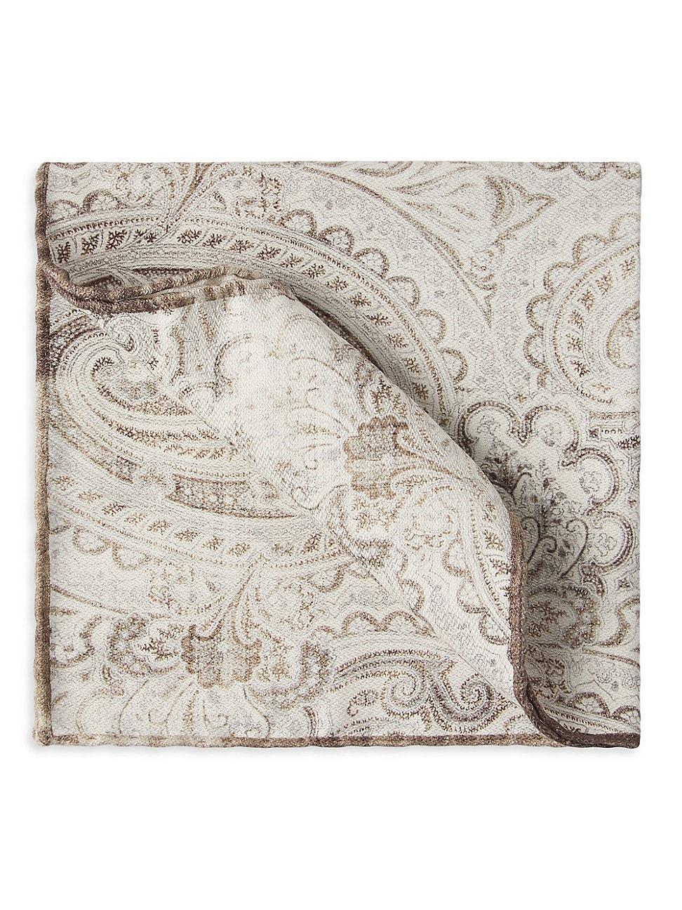 Mens Double Face Silk Pocket Square with Paisley Design Product Image