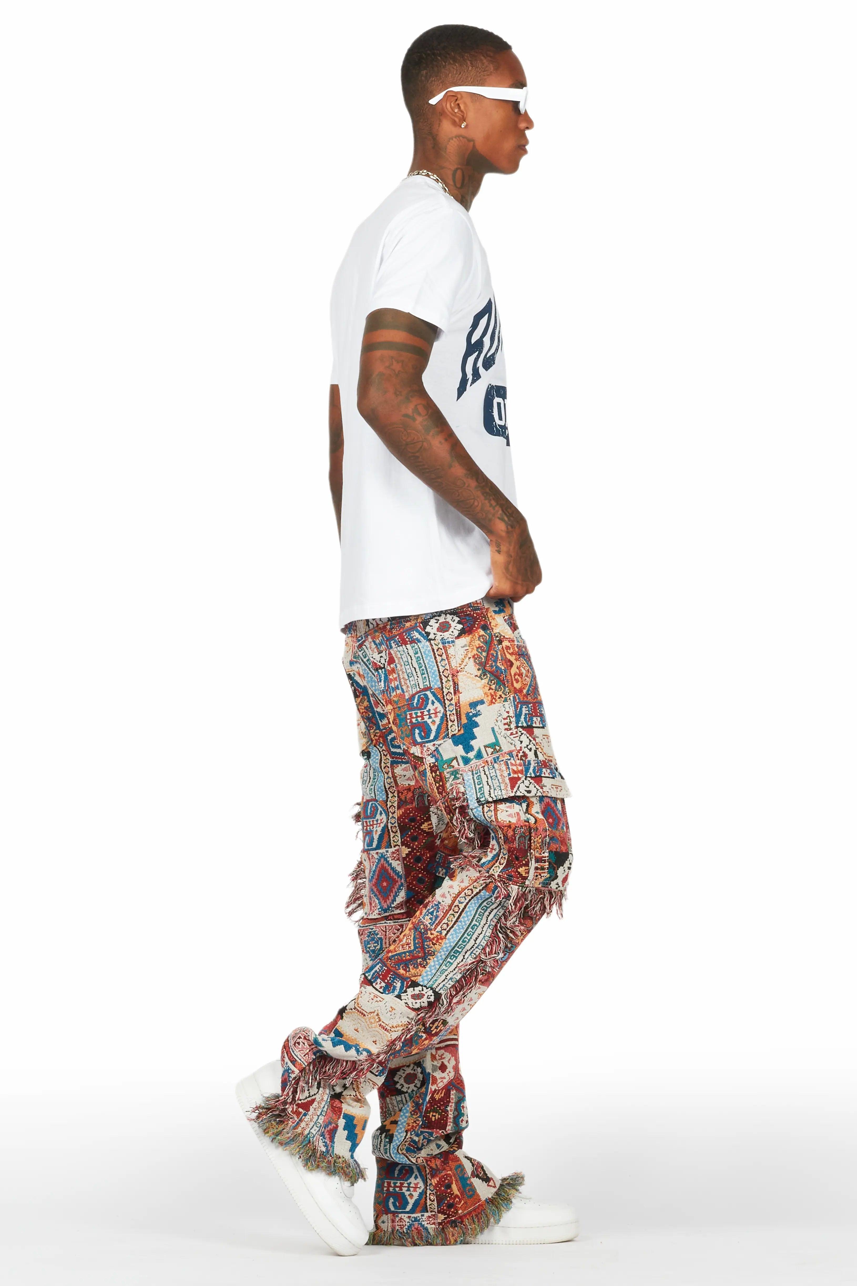 Percy Multi Tapestry Slim Flare Jean Male Product Image