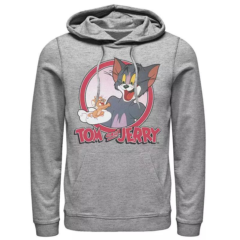 Mens Tom And Jerry Retro Style Portrait Hoodie, Men's, Size: XL, Athletic Grey Product Image