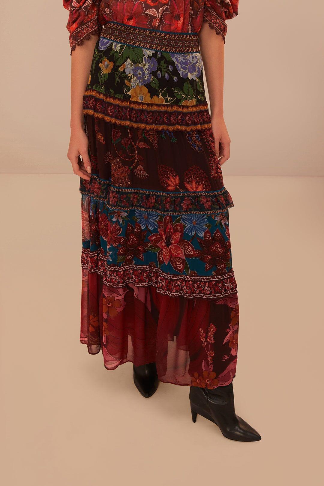 Floral Mix Ruffle Maxi Skirt, FLORAL MIX / XXS Product Image