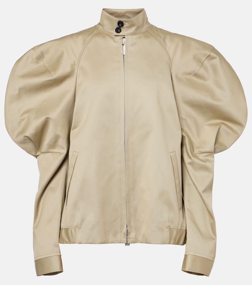 SACAI High Collar Puff Sleeves Side Pockets Jacket In Neutrals Product Image