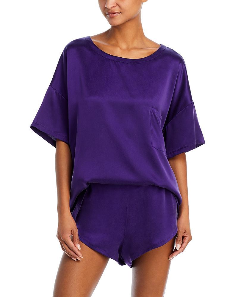 Womens Washable Silk Tee 2-Piece Pajama Set Product Image