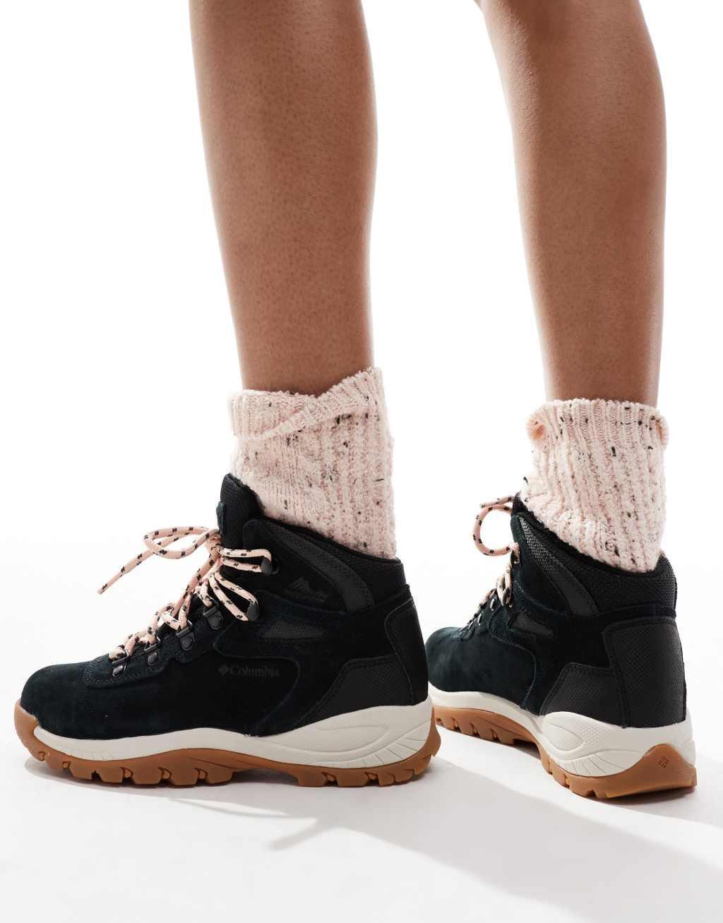 Columbia Newton Ridge Plus waterproof hiking boots in black and blush rose Product Image