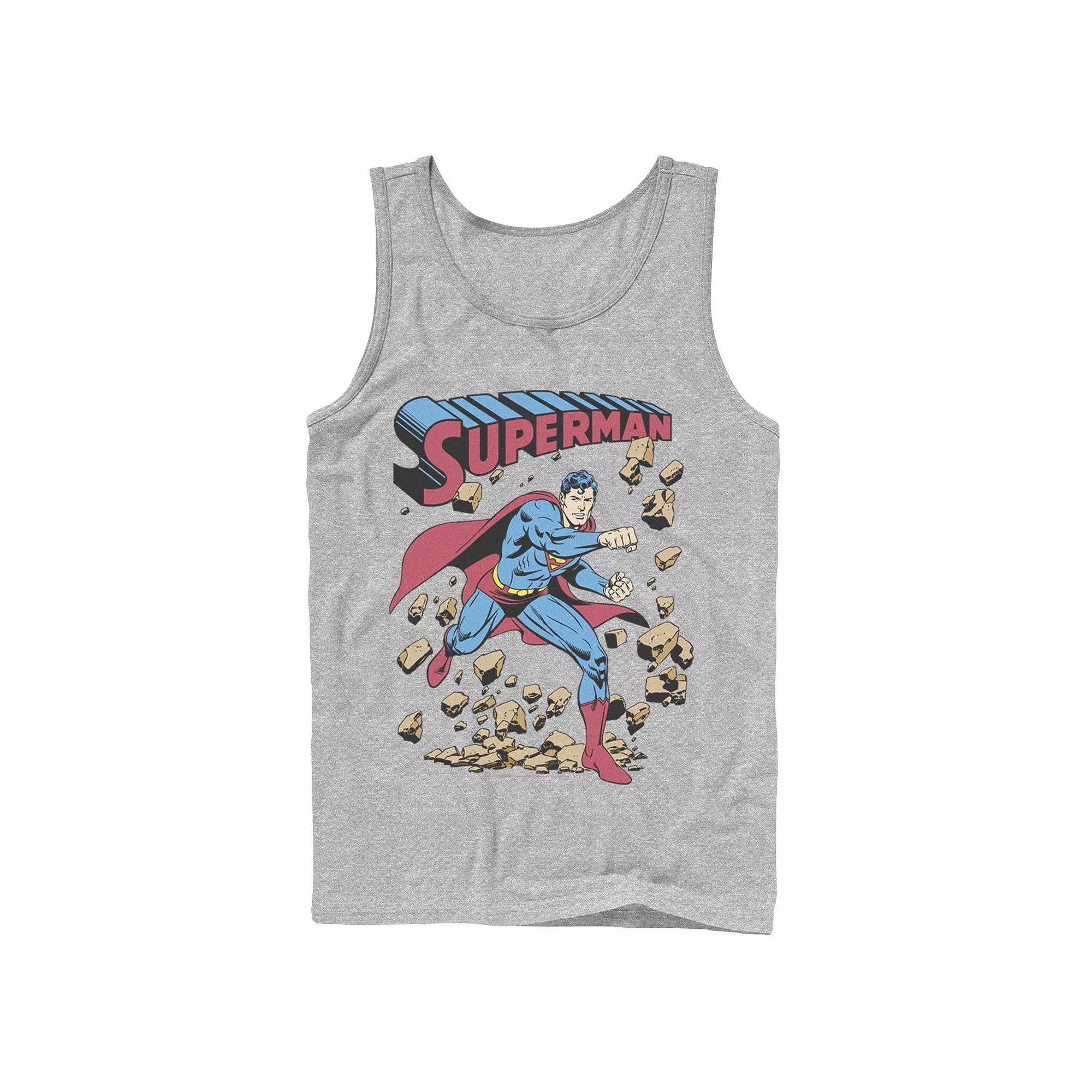 Men's DC Comics Superman Smash Rocks Vintage Poster Tank Top,  Product Image