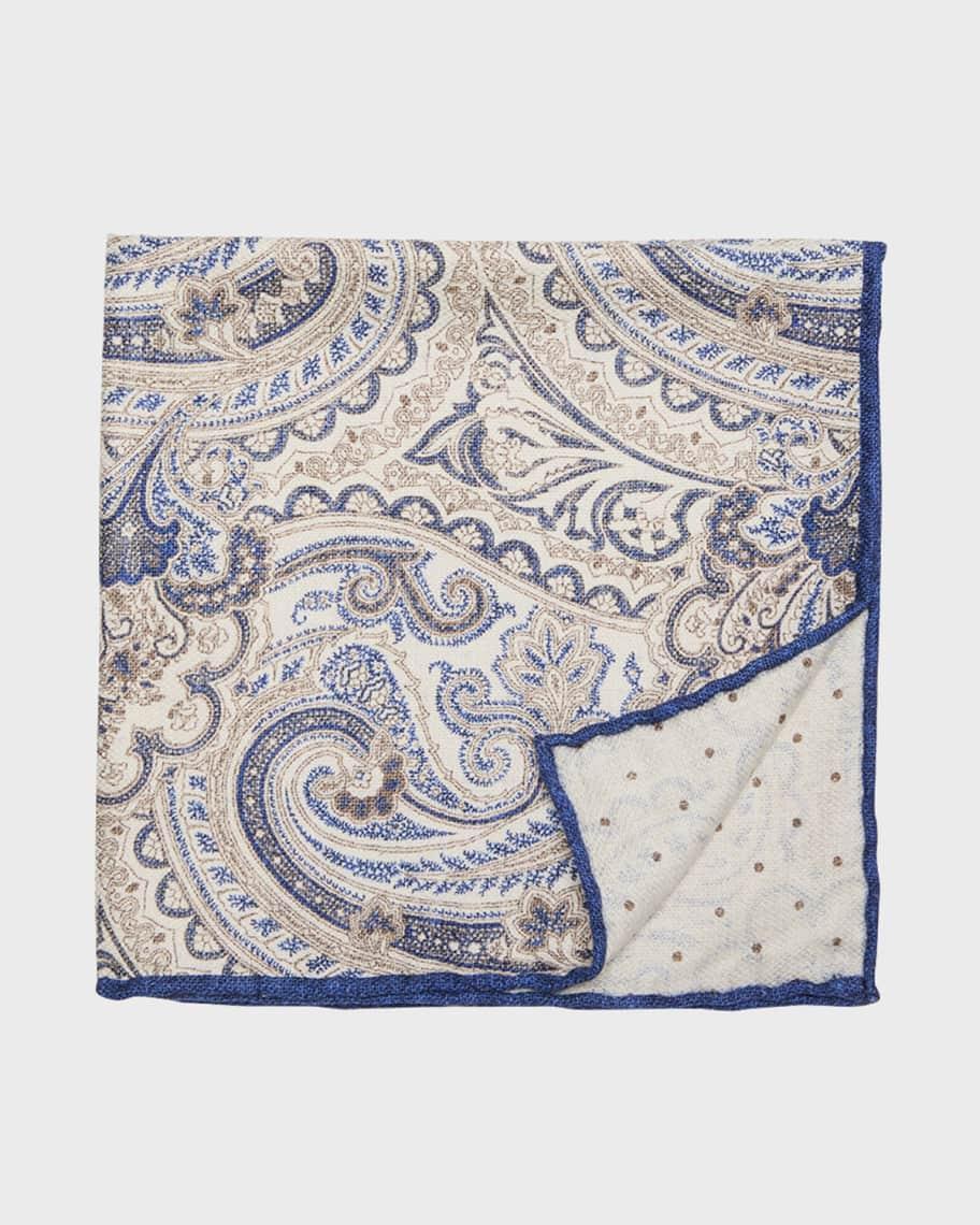 Men's Paisley-Print Silk Pocket Square Product Image