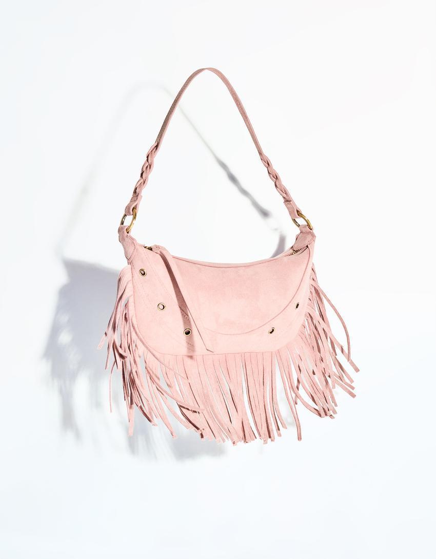 Faux suede bag with fringing Product Image