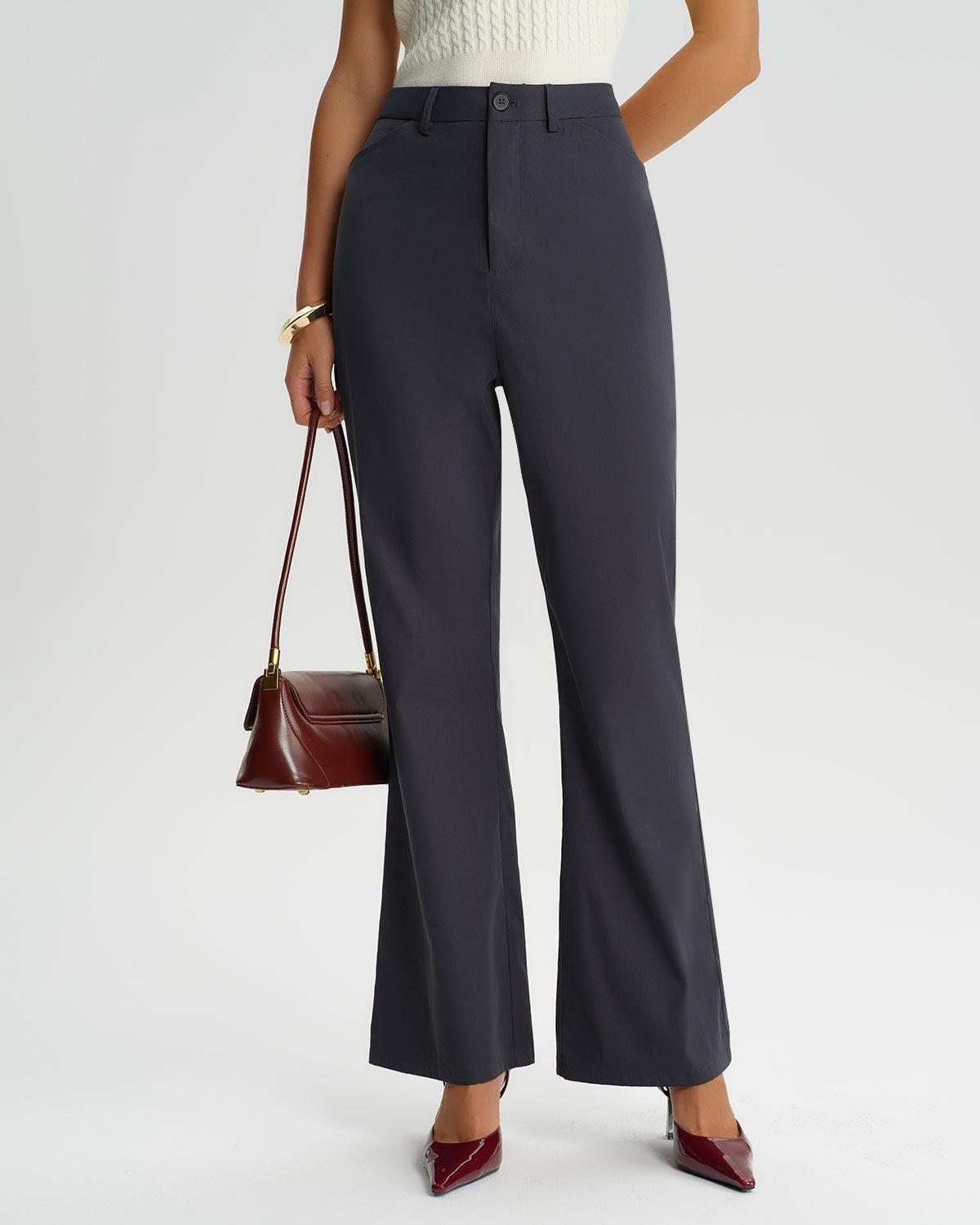 Grey Natural Waisted Flared Pants Product Image