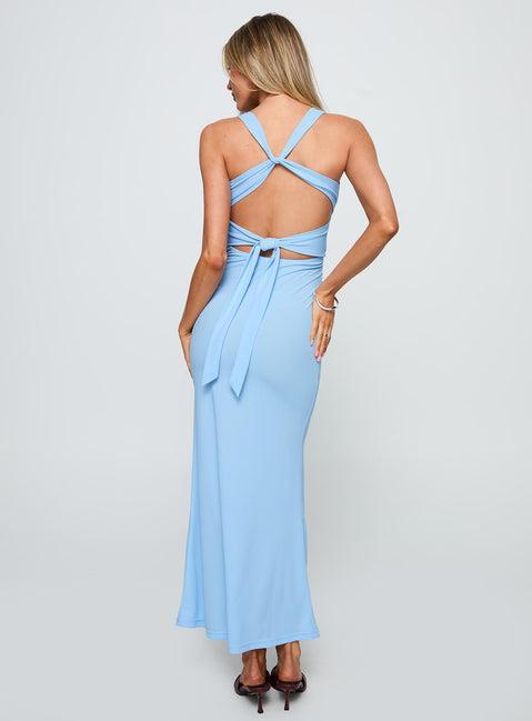 Mesmerise Halter Maxi Dress Blue Product Image