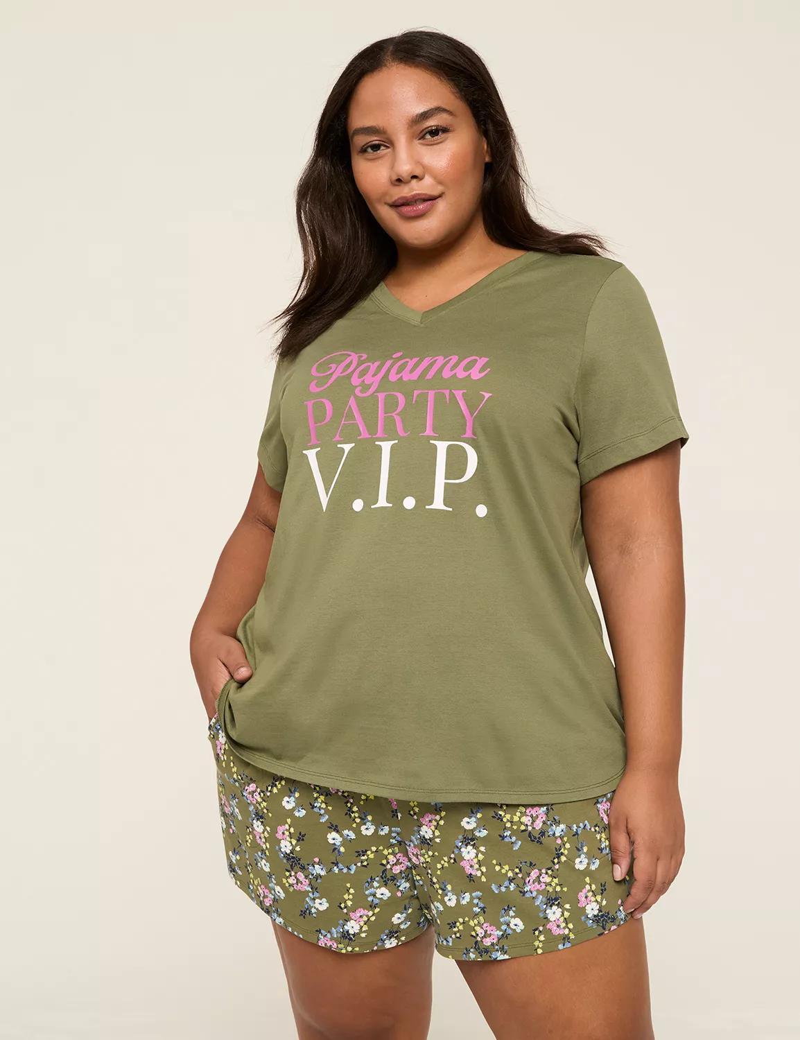 Comfy Cotton V-Neck Tee & Short PJ Set Product Image