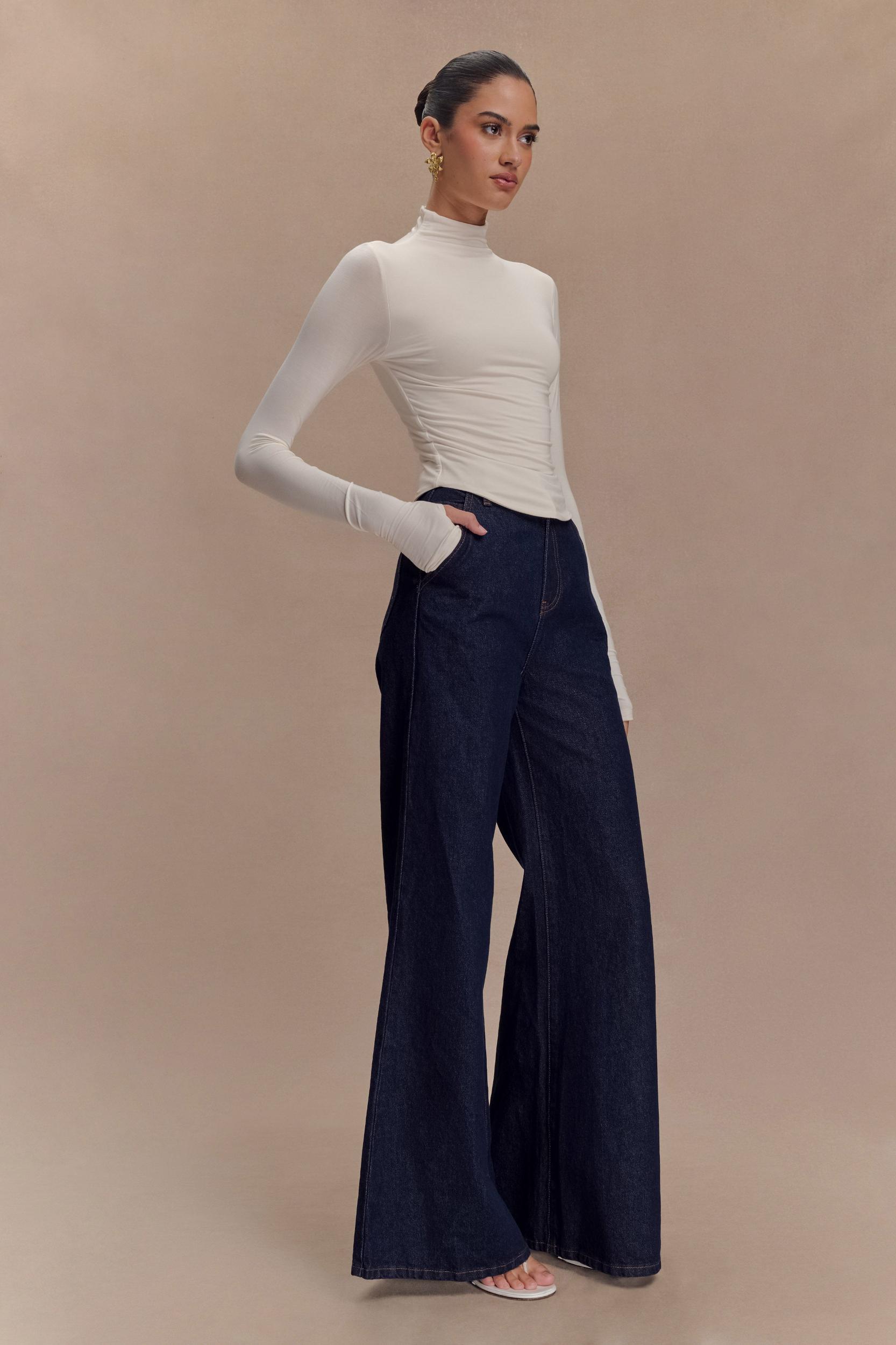 Ember Modal Long Sleeve High Neck Top - Ivory Product Image