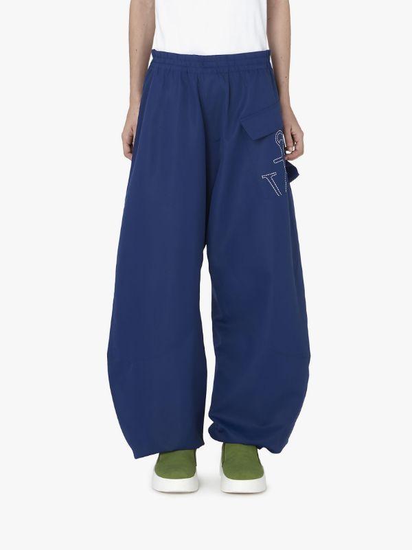 JW ANDERSON Twisted Anchor-embroidered Track Trousers In Blue Product Image