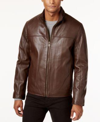 Mens Bonded Leather Varsity Jacket Product Image