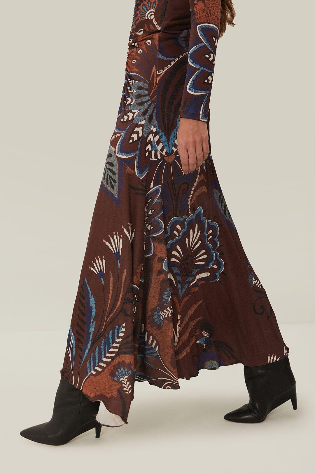 Brown Delicate Garden Long Sleeve Maxi Dress, DELICATE GARDEN BROWN / XS Product Image