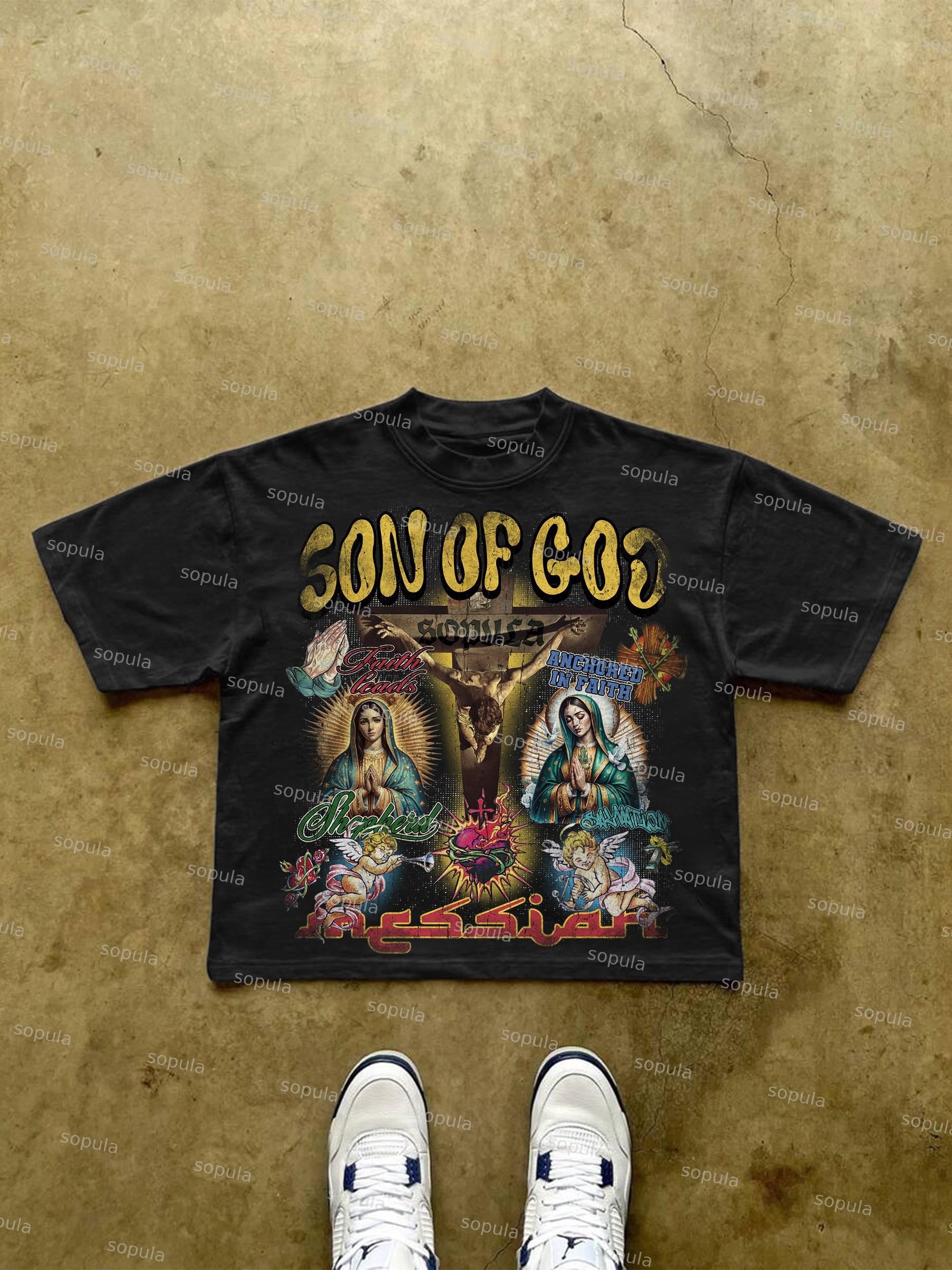 Sopula Son Of God Vintage Collage Graphics Cropped T-Shirts Product Image