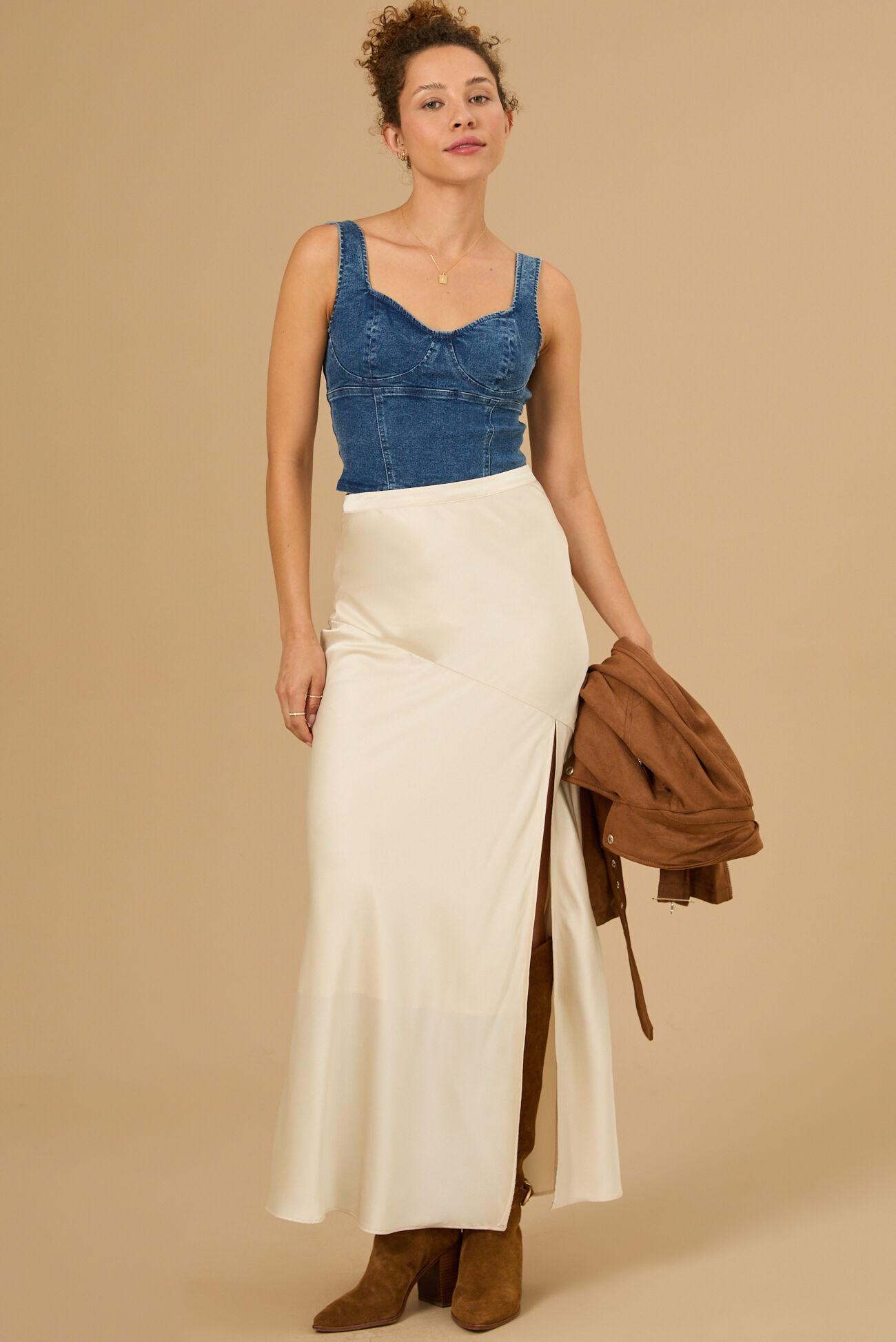 Marigold Satin Maxi Skirt Product Image