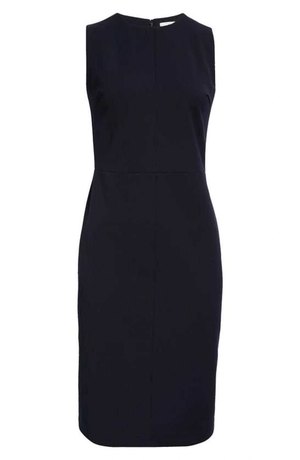 Sleeveless Seamed-front Short Sheath Dress In Black Product Image