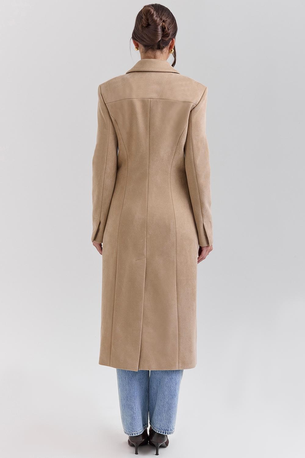 Remi  camel single breasted long coat Product Image