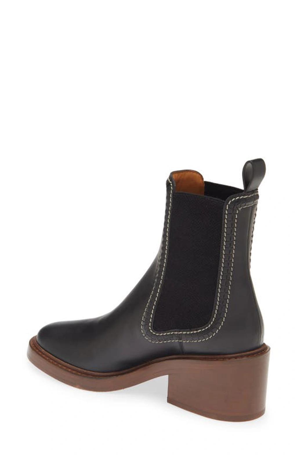 CHLOÉ Mallo Leather Ankle Chelsea Boots In Black Product Image