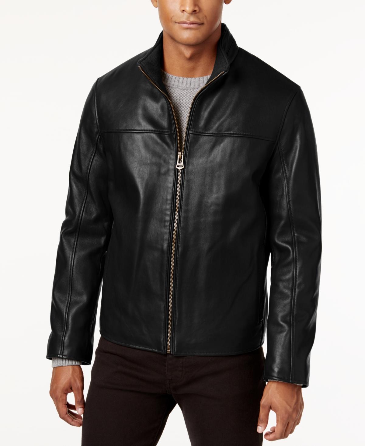 Mens Bonded Leather Varsity Jacket Product Image