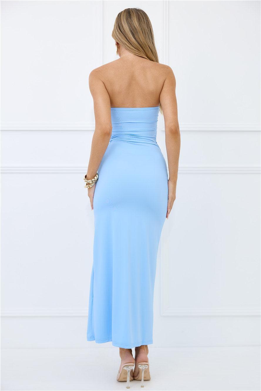Stylish Days Strapless Maxi Dress Blue Product Image