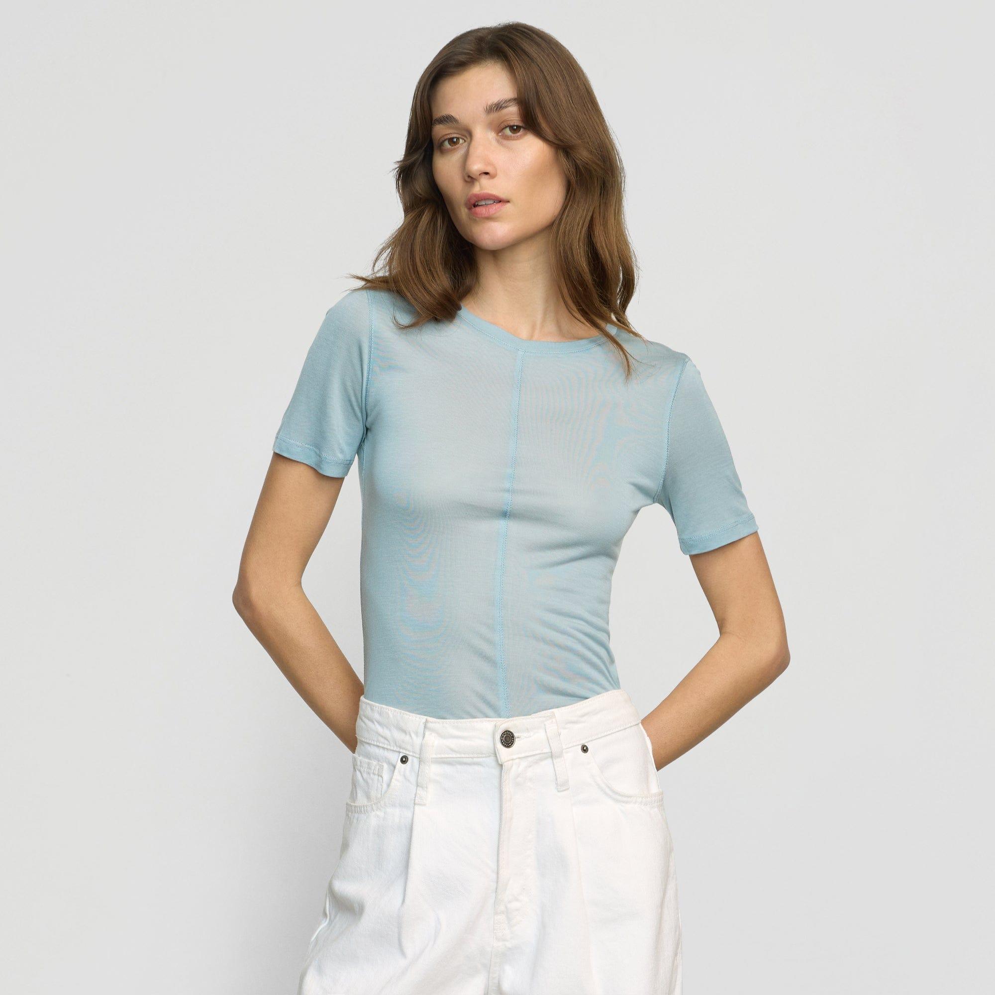 Thea Semi-Sheer Tencel Crew-Neck Tee Product Image