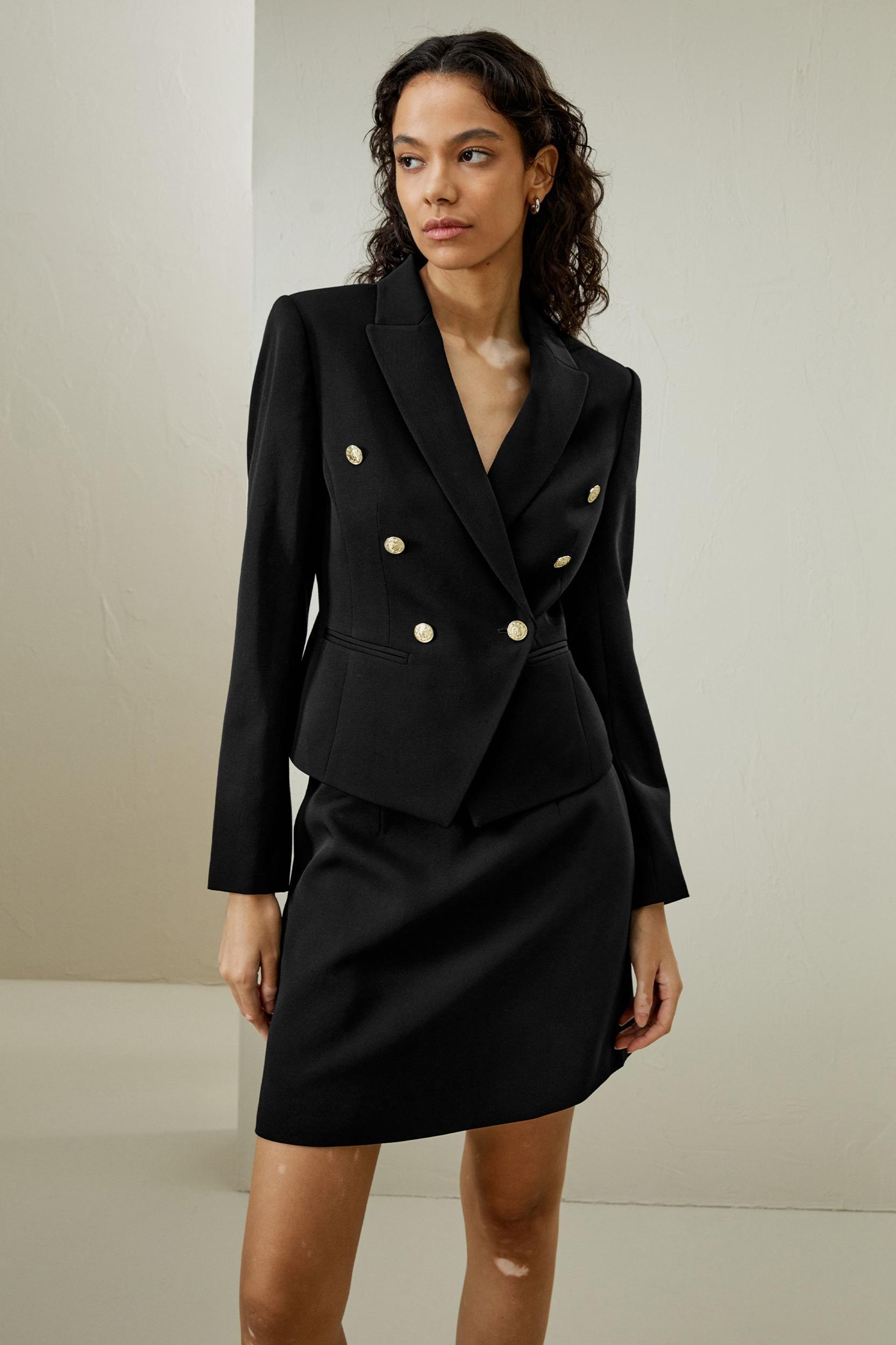 LILYSILK Woolen Blazer for Women Navy Blue Wool Wardrobe Must-Have Double-Breasted Blazer 12 Product Image