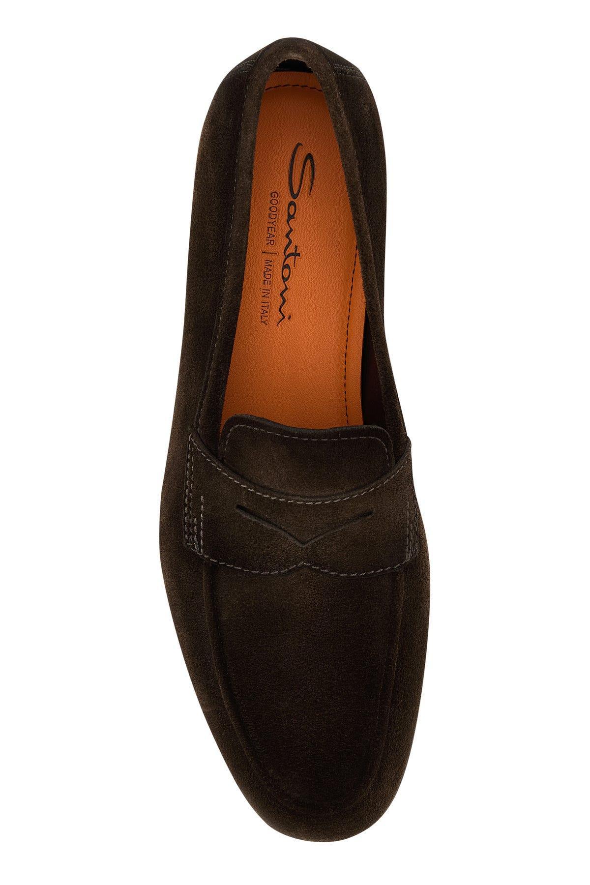 SANTONI Man Loafers Dark Brown Size 7 Leather Product Image