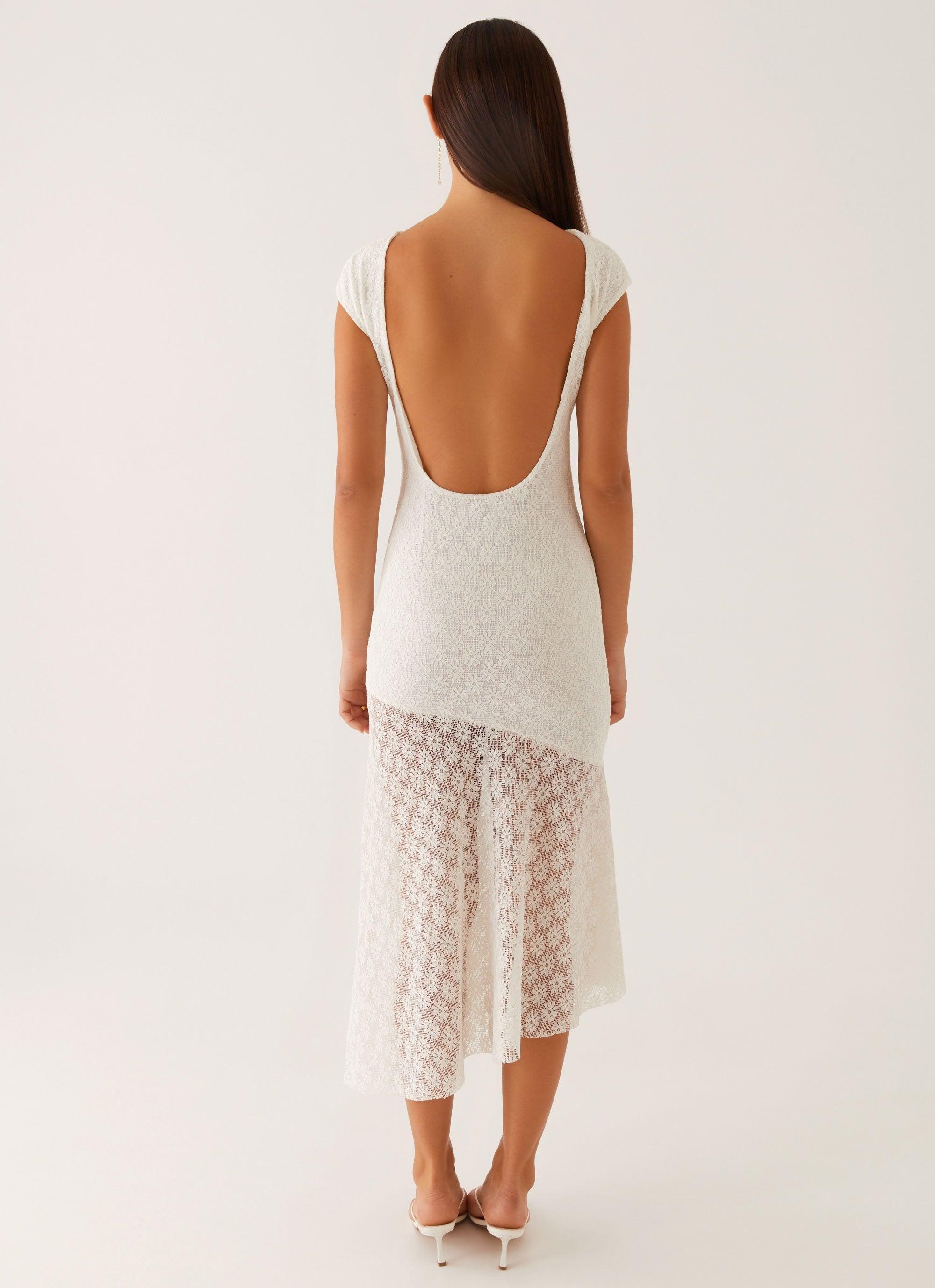 Arielle Open Back Midi Dress - White Product Image