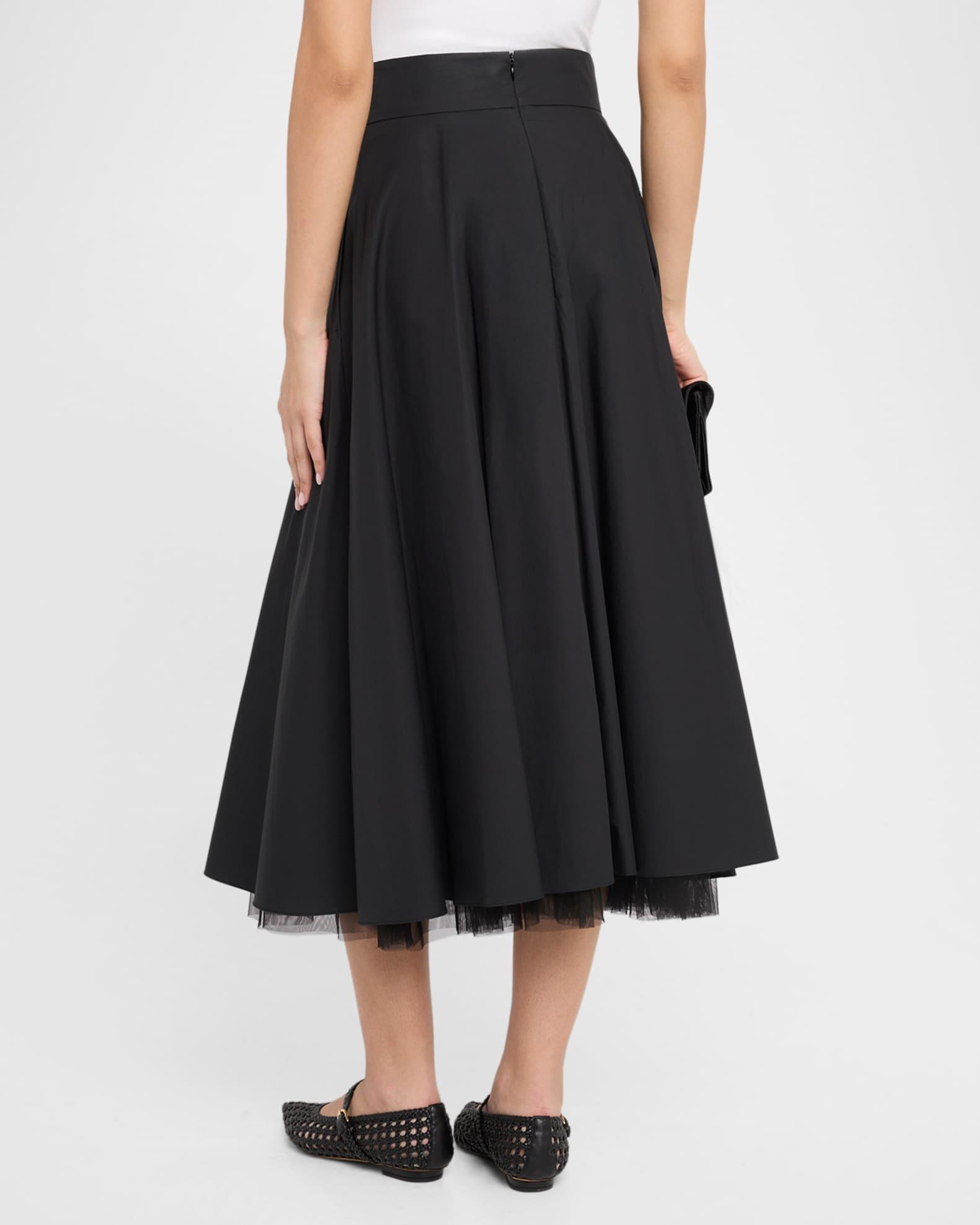 Light Touch Ruffle-Hem Cotton Midi Skirt Product Image