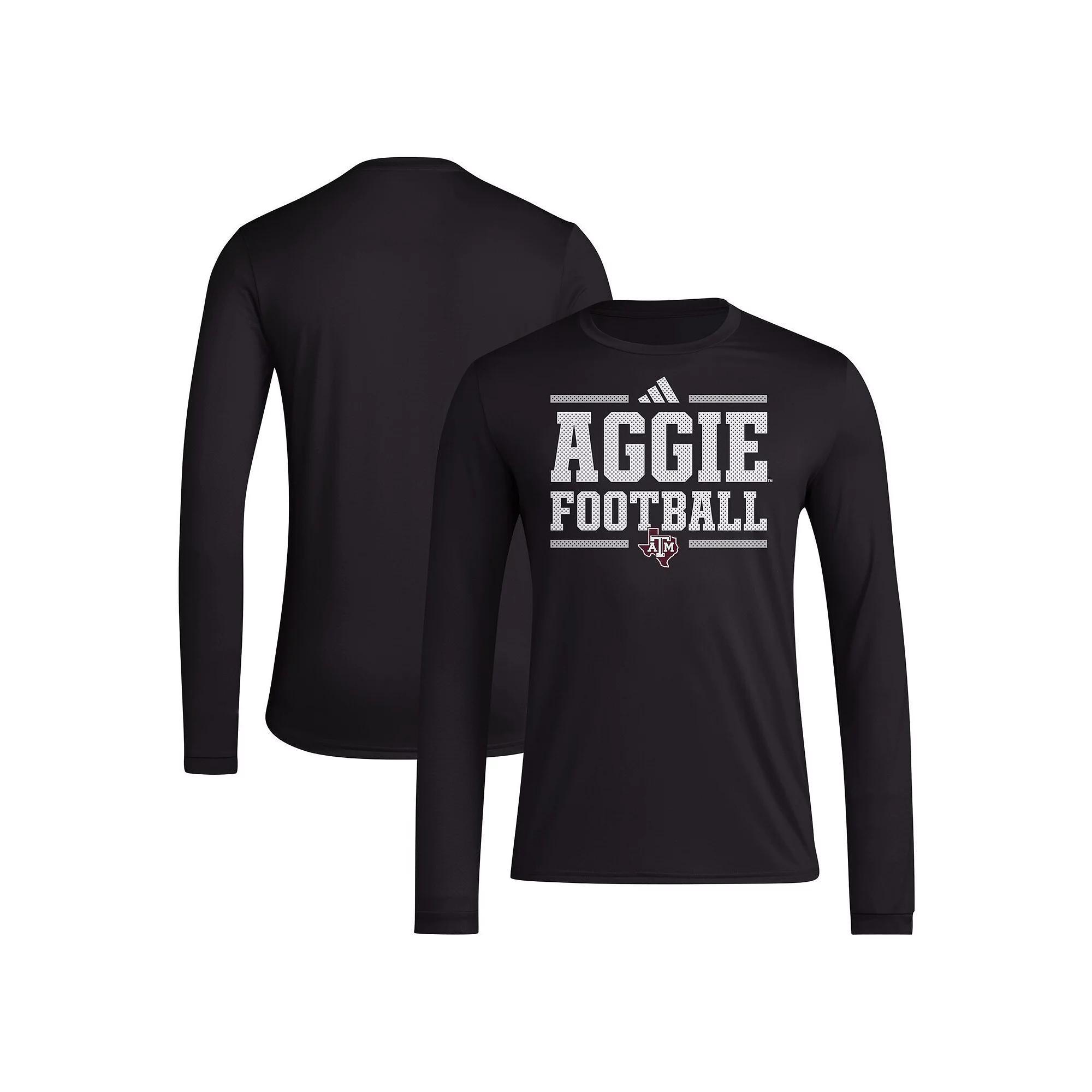 Men's adidas Black Texas A&M Aggies Locker Football Pre-Game AEROREADY Long Sleeve T-Shirt,  Product Image