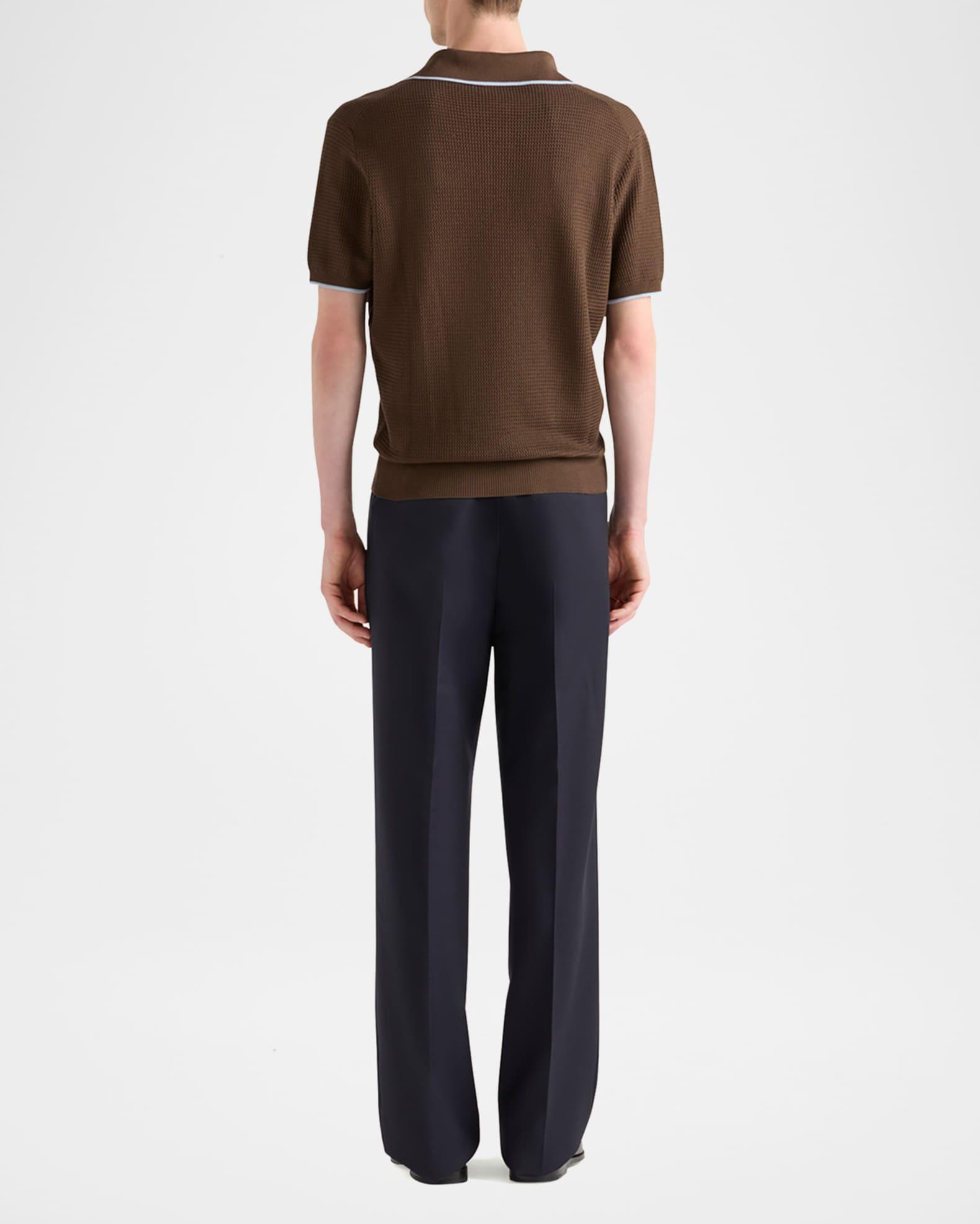 Men's Silk-Cotton Knit Polo Shirt Product Image