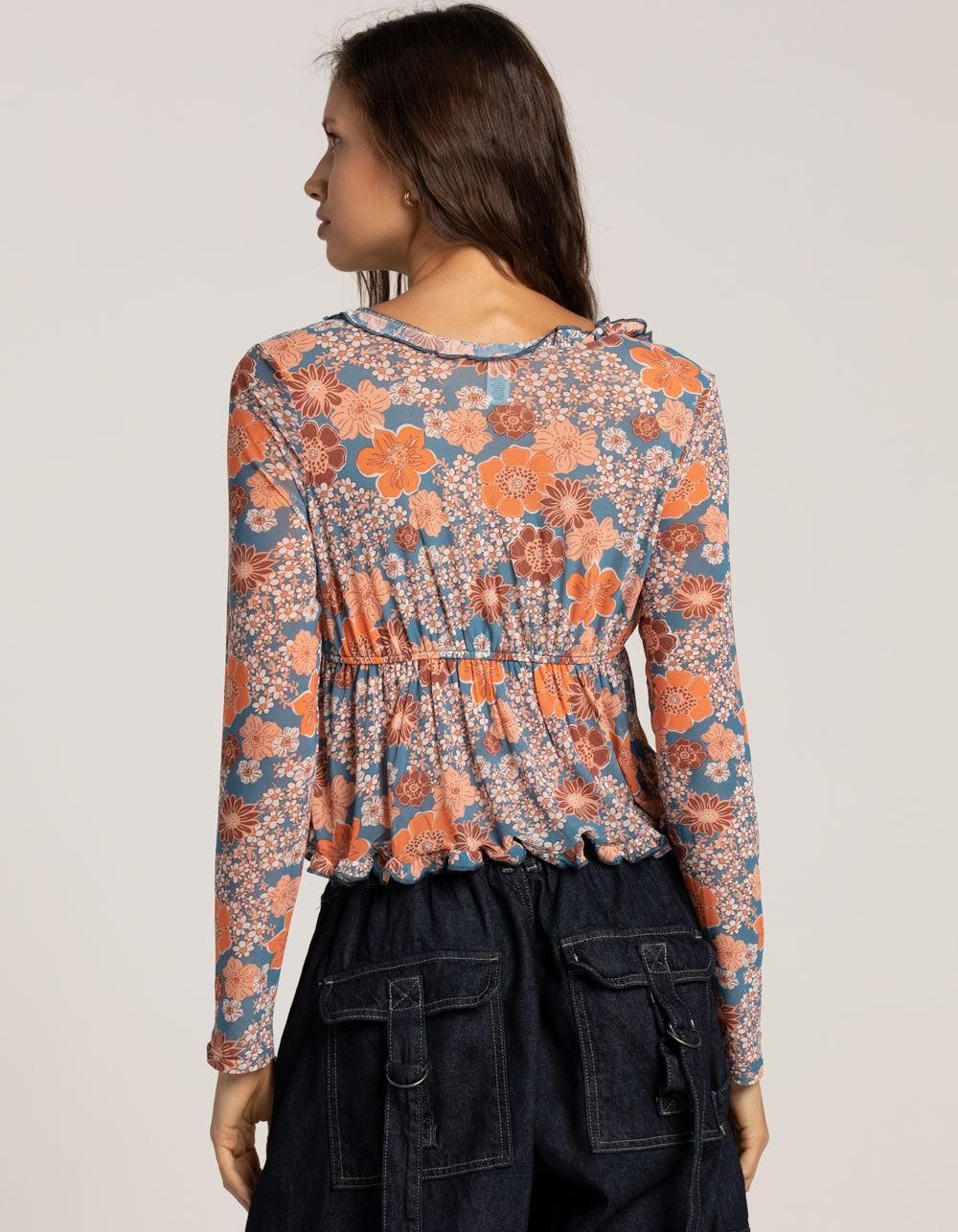 FULL TILT Mesh Flyaway Womens Top - BLUE COMBO Product Image