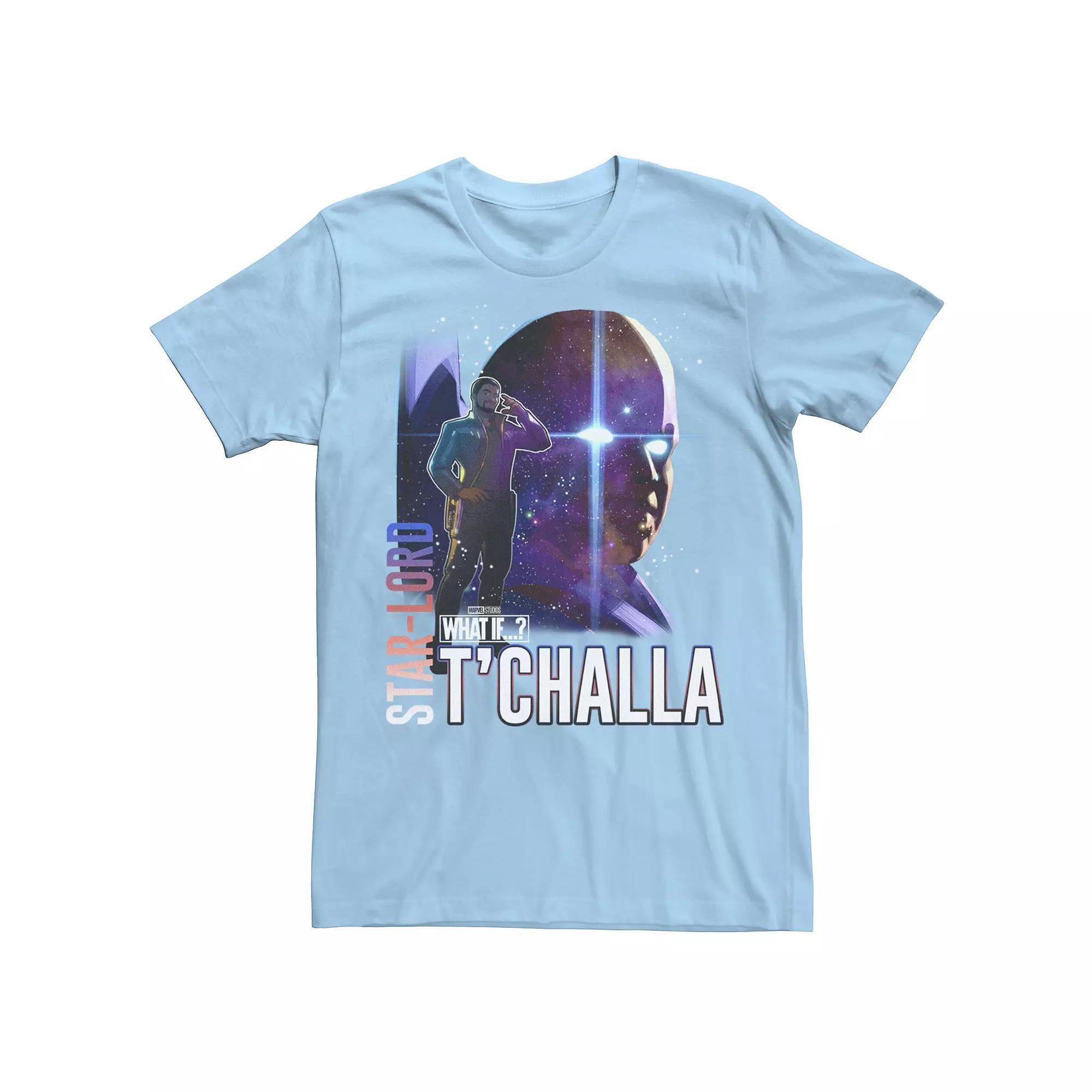 Men's Marvel What If Star Lord T'Challa and Watcher Poster Tee, Size: XXL, Light Blue Product Image