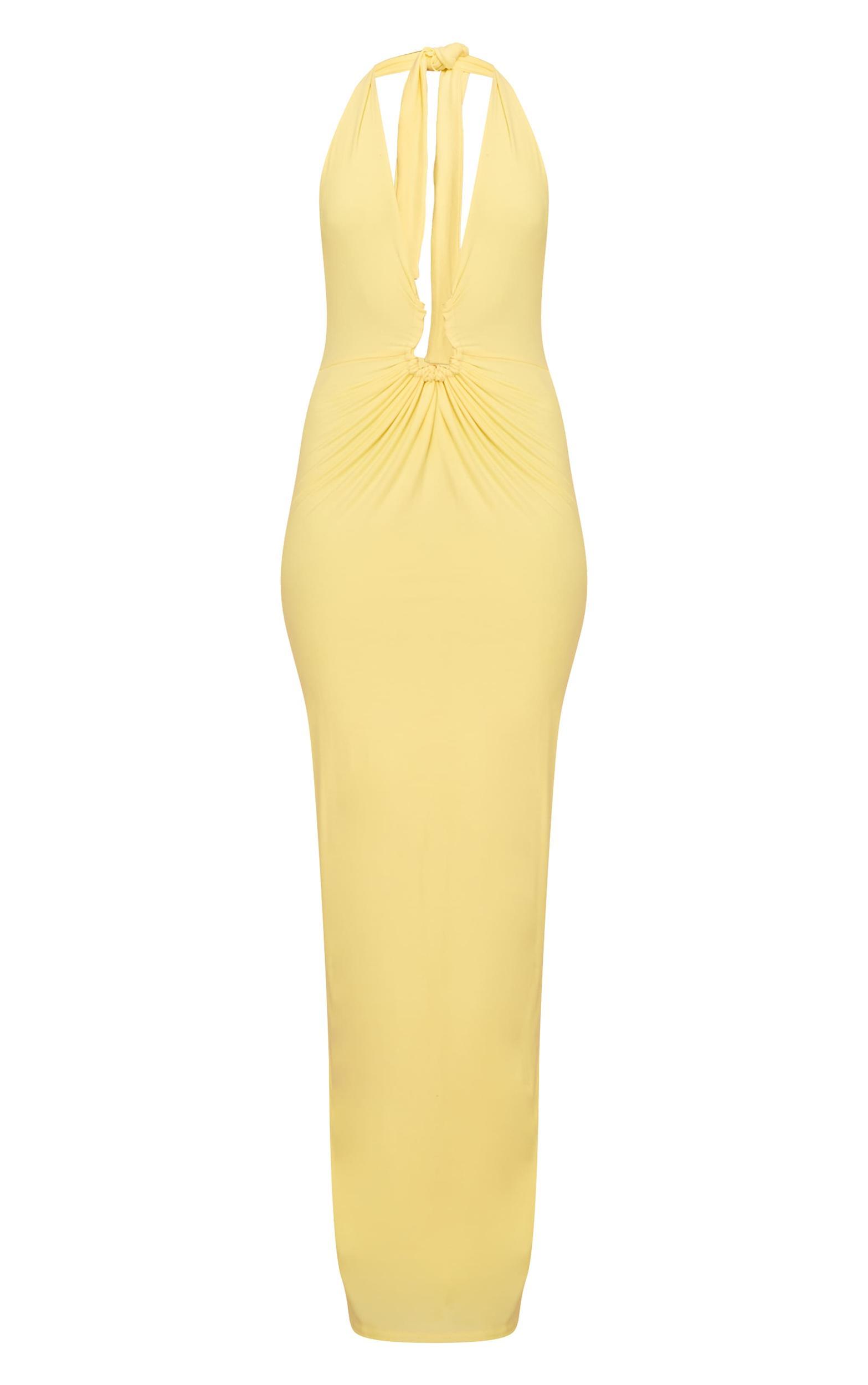 Lemon Double Layer Soft Touch Trim Detail Maxi Dress Product Image