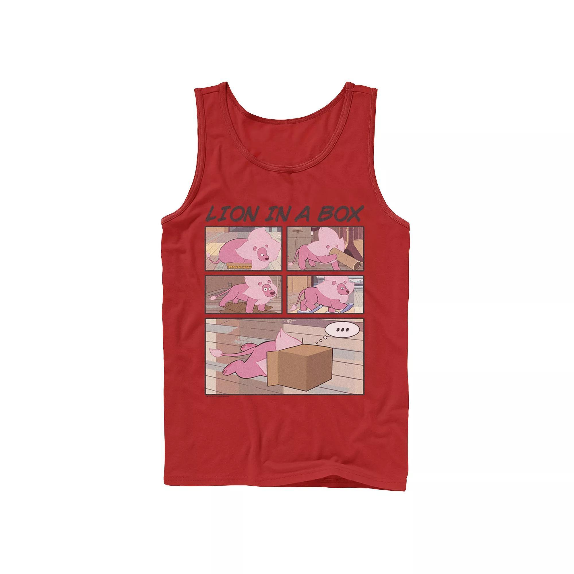 Men's Cartoon Network Stevens Universe Lion In A Box Comic Strip Tank Top, Size: Small, Red Product Image