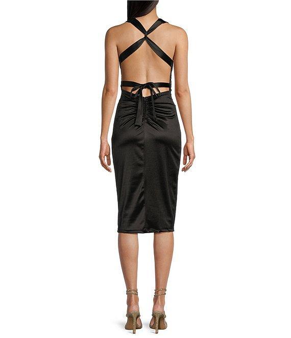 B. Darlin Satin Sleeveless V-Neck Midi Dress Product Image