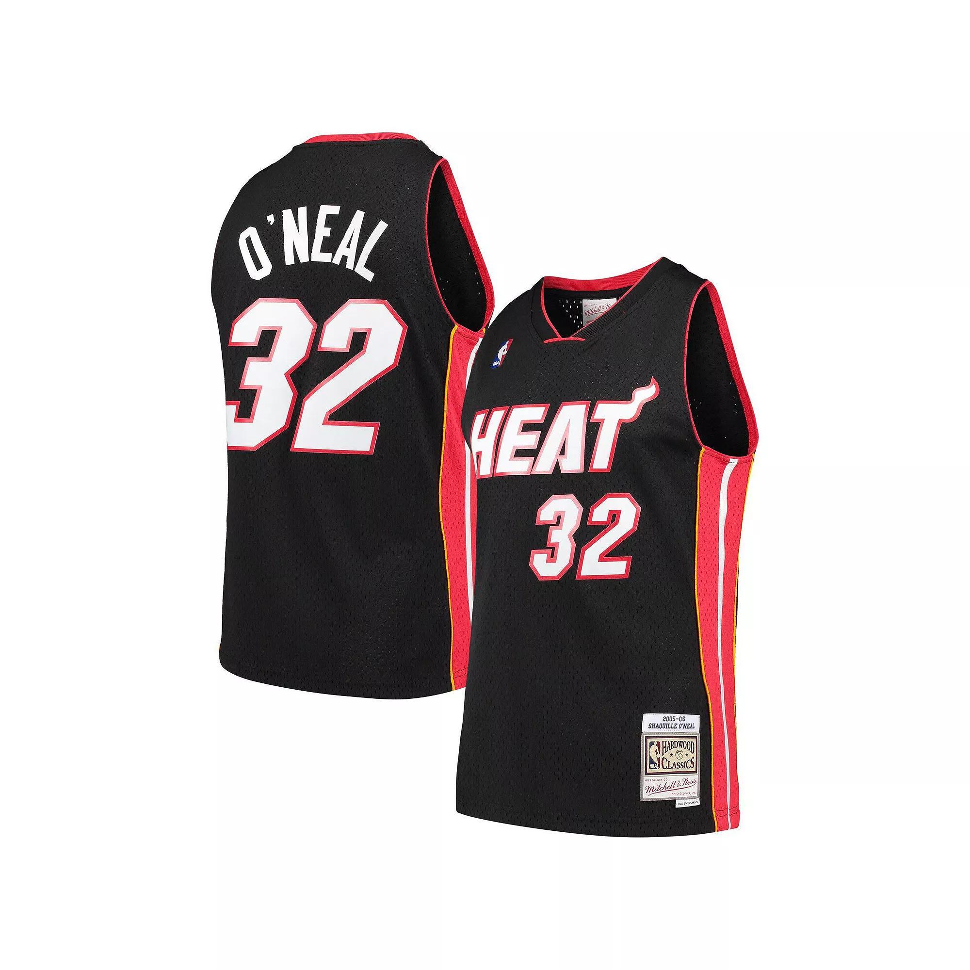 Men's Mitchell & Ness Shaquille O'Neal Black Miami Heat Hardwood Classics Swingman Jersey,  Product Image
